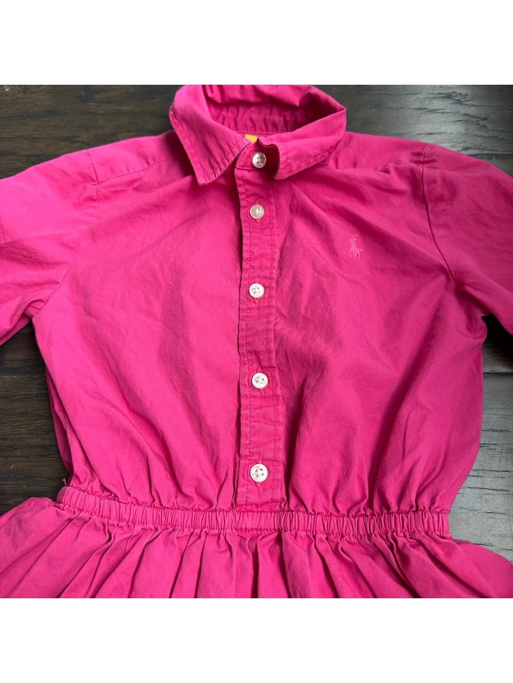 Polo Ralph Lauren Girls Tiered Cotton Poplin Shirt Dress Size 4